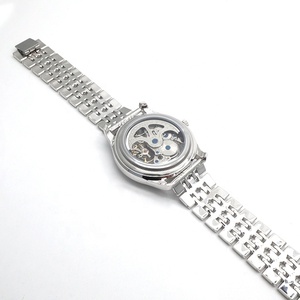 Reloj Mecánico Automático de Lujo con Esqueleto, Números Romanos Clásicos, Acero Inoxidable, Plateado, Personalizable para Hombre - Product Image 4