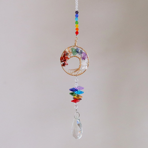 Attrape-soleil en cristal Arbre de Vie, Décoration de mariage, Cristaux de guérison, Décoration d'intérieur, Créateur d'arc-en-ciel, Arbre des chakras à suspendre - Product Image 5