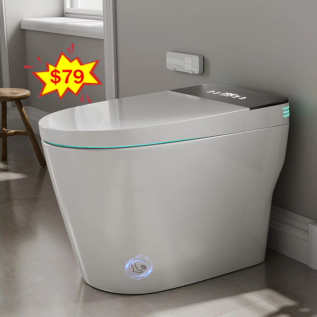 Smart Sanitary Ware Bathroom Wc Intelligent Electric Elongated Toilet Automatic Flush Foot Sensor Smart Bidet Toilets Bowl