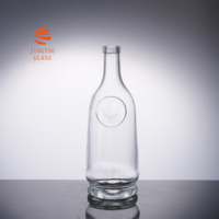 Bouteilles en verre de 750 ml pour brandy et vodka, bouteilles en verre élégantes de forme incurvée, badges gravés personnalisables