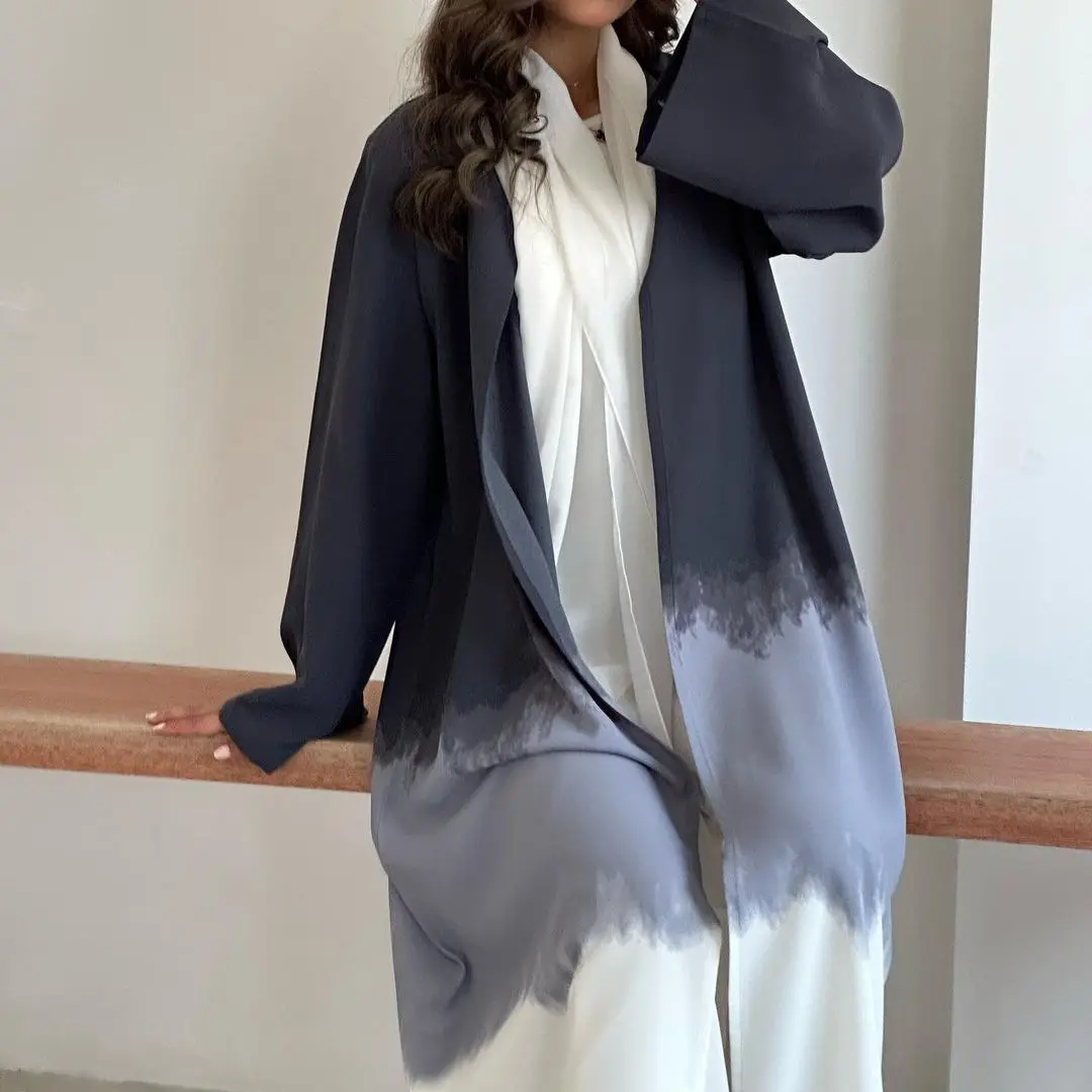 여름 새 의류 중동 두바이 카디건 패션 넥타이 염색 망토 아바야 이슬람 여성 드레스