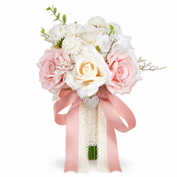 Bouquet de roses artificielles en soie Joho en gros pour mariage, mariée, demoiselle d'honneur, arrangement floral à tenir en main, décoration intérieure, personnalisable