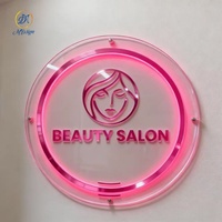 Panneau d'affichage rétro-éclairé avec logo mural pour salon de beauté et de beauté LED rougeoyante Signe d'entreprise en acrylique