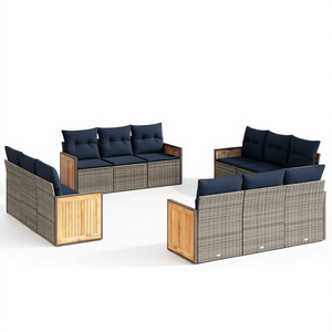 Ensemble de canapés de jardin en polyrotin gris moderne avec coussins, mobilier d'extérieur, design contemporain, imperméable - Product Image 1