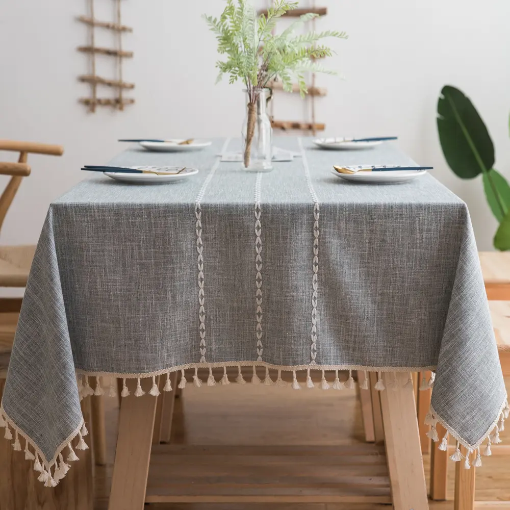 ผ้าปูโต๊ะอาหารที่เรียบง่ายทันสมัยเลียนแบบผ้าฝ้ายและผ้าลินินผ้าปูโต๊ะรับประทานอาหารที่บ้าน