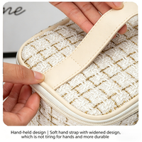 Grande trousse de toilette en tweed grande capacité, organiseur de maquillage de voyage, étui de rangement à fermeture éclair, pochette de beauté portable et tendance pour femmes
