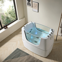 Baignoire moderne autoportante pour animaux de compagnie avec ozone Spa Baignoire pour chiens Massage Fonction de bulle d'air pour le nettoyage des animaux de compagnie Baignade