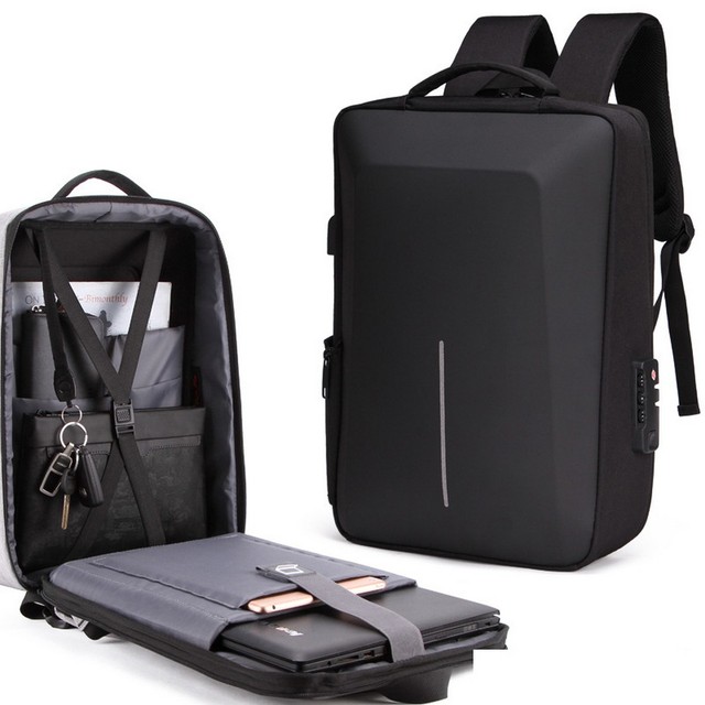 Laptop Backpack USB Charge Anti-Theft Lock Waterproof Travel Bag 15.6" for Men Women