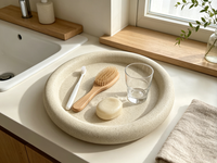 Plateau rond en résine pour vanité, vente en gros directe usine, porte-savon décoratif pour salle de bain, plateau de rangement pour bijoux, pour hôtel et décoration intérieure