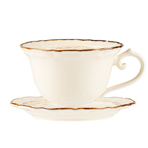 Juego de Taza y Platillo de Café de Cerámica de Lujo, Diseño Moderno y Minimalista, Patrón Retro, Apto para Microondas, Ecológico, Regalo - Product Image 5