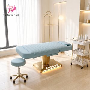 Meubles de salon de beauté de luxe, lit de massage électrique incurvé à 3 moteurs avec LED, lit de spa pour les cils, lit de soin du visage - Product Image 4