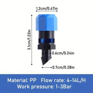 Goutteur bleu réglable 0-260L à compensation de pression pour l'irrigation agricole et de jardin - Product Image 4