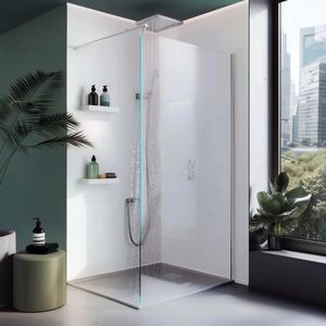 <span class=keywords><strong>Mampara</strong></span> de <span class=keywords><strong>Ducha</strong></span> de Vidrio Templado Impermeable para Baño, Panel de Puerta de <span class=keywords><strong>Ducha</strong></span> Fija sin Marco, Pantalla de <span class=keywords><strong>Ducha</strong></span> Gruesa Transparente de Acero Inoxidable - Product Image 2