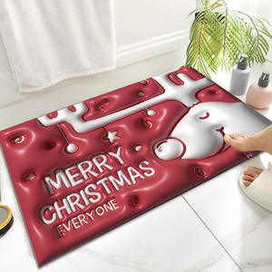 Alfombra de puerta 3D de dibujos animados de Navidad, rectangular, antideslizante, absorbente de agua, para el hogar, baño, lavable a máquina, tela tecnológica - Product Image 4