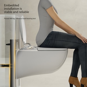 Inodoro Inteligente de Pared con Asiento Calefactado y Doble Descarga para el Hogar, Totalmente Automático, con Tanque Oculto Integrado y Asiento Flotante <span class=keywords><strong>Empotrado</strong></span> - Product Image 4