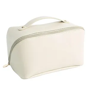 Large Capacity Travel Cosmetic Bag PU Leather Cosmetic Bag Waterproof Multifunctional Storage Travel Toiletry Skincare Bag