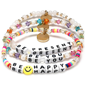 Pulseras <span class=keywords><strong>de</strong></span> Acero con Letras y Logotipo Personalizado, Hechas a Mano con Cristal y Perlas, Inspiradas en <span class=keywords><strong>la</strong></span> FE, SER <span class=keywords><strong>FELIZ</strong></span>, Pulsera <span class=keywords><strong>de</strong></span> Regalo para Mujeres y Niñas - Product Image 1