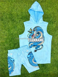 FQ Custom Ice Creammm Design Faith Cross 7 on 7 Ensemble de football américain 7v7 pour enfants, comprenant un sweat à capuche sans manches imprimé à compression et un design Faith Cross 7 on 7 - Product Image 4