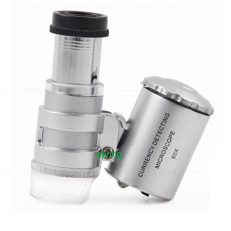 Микроскоп 60X увеличительное стекло зажим для мобильного телефона светодиодная УФ-лупа для проверки денег