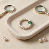 Süßwasserperlen-Stretchring mit grüner Achatperle, verstellbarer elastischer Perlen-Fingerring, eleganter stapelbarer Schmuck