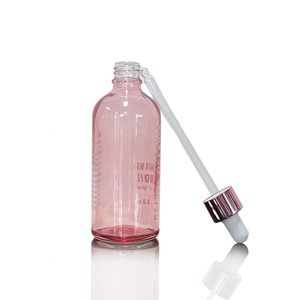 Botella de Vidrio Redonda Rosa para Suero, 2oz/30ml/100ml, con Gotero, Botella de Vidrio con Gotero Dorado Rosa para Cosméticos - Product Image 4