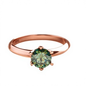 Anello Solitario Classico in <span class=keywords><strong>Argento</strong></span> <span class=keywords><strong>925</strong></span> Placcato Oro Rosa con Moissanite Blu Verde VVS GRA da 0,5 a 5 carati, Taglio Rotondo, Gioiello per Matrimonio - Product Image 6