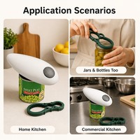 Ouvre-boîte électrique automatique à une touche, coupe lisse, fonctionne avec 2 piles AA, ouvre-bocal, ouvre-bouteille, gadget de cuisine avec certifications CE et ROHS