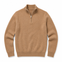 Pull rayé à col zippé pour homme, 100% coton tricoté, style décontracté chic, fabricant OEM ODM, vente en gros, faible MOQ