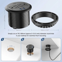 Stopkontak Tersembunyi di Meja dari Aluminium Alloy dengan 2 Outlet AC, 2 USB-A, 1 Type-C, Soket Ekstensi Terpasang Rata untuk Rumah dan Rumah Sakit