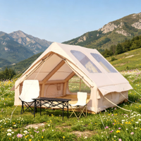 Tente pneumatique OEM 12 places - Beige, imperméable, directement de l'usine, pour voyages en famille, camping en plein air, portable, tissu Oxford 300D, quatre saisons, une tente