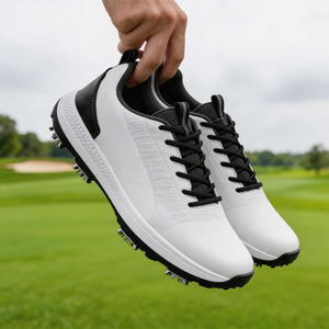 OEM Custom <b>Waterproof</b> Microfiber Leather Spiked Professional Anti-slip Black Breathable Luxury Outdoor Sport Men Golf <b>Shoes</b> - Product Image 1
