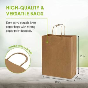 Bolsas de Regalo con Asas Medianas, Bolsas de Compra de Papel Kraft, Bolsas de Regalo para Boutiques, Tiendas Minoristas, Cumpleaños y Fiestas - Product Image 3