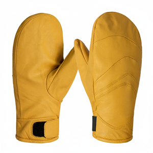 Mitaine Chopper en cuir complet pré-doublé gant pour temps froid hommes mitaines d'hiver en cuir fendu imperméable gants résistants au froid - Product Image 1