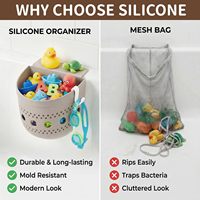 Organisateur de jouets de bain en silicone de qualité alimentaire avec ventouses puissantes, support mural pour jouets de bain pour bébé, panier de rangement sans BPA