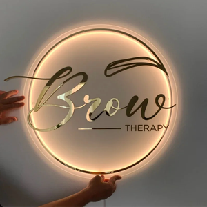Enseigne de salon <span class=keywords><strong>LED</strong></span> ronde personnalisée en acrylique rétroéclairé pour réception de beauté et décoration murale commerciale - Product Image 5
