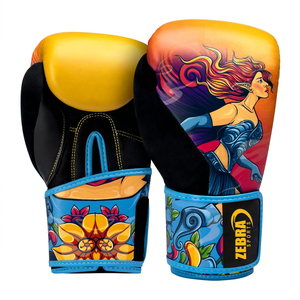 Gants de boxe professionnels de haute qualité Zebra Sports en cuir de vachette, logo personnalisé, légers, respirants, Muay Thai, Kickboxing, MMA - Product Image 1