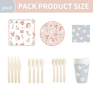 Juego de Vajilla Desechable DAMAI para Fiesta de Navidad, Platos, Vasos y Servilletas de Papel con Diseño Navideño de Papá Noel - Product Image 6