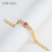 Bracelet tennis unique pour femme en laiton plaqué or 18 carats, zircon taille princesse, motif floral, bijoux de mode pour soirée, boutique, cuivre