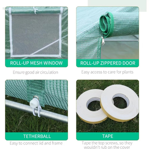Serre <span class=keywords><strong>tunnel</strong></span> autoportante 19,4x9,7x7,4 pieds, serre à arceaux, serre pour plantes, serre chauffée avec cadre en acier galvanisé, PE vert - Product Image 5