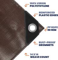 Bâche en PE Marron Argentée Imperméable pour Extérieur, Housse de Protection en Polyéthylène pour Mobilier de Jardin, Bâche Robuste