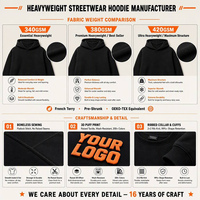 Sweat-shirt à capuche Cenloong en coton épais coupe ample pour homme, 400 GSM, idéal pour les voyages