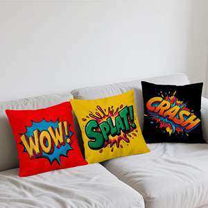 Funda de almohada de arte <span class=keywords><strong>pop</strong></span> de superhéroes de cómics con diseño Wow Splat Impact Pow, adecuada para sofá cama, habitación de niños, decoración de fiestas - Product Image 4