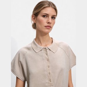 Camicetta <span class=keywords><strong>beige</strong></span> da <span class=keywords><strong>donna</strong></span> con maniche a cappuccio e mezza abbottonatura - Product Image 5