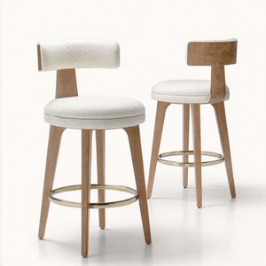 เก้าอี้บาร์ขาไม้สำหรับร้านอาหารโรงแรมเก้าอี้บาร์แบบหมุนได้ทันสมัย - Product Image 3