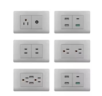 Enchufe de interruptor de pared de Panel de ordenador oculto de 15A de alta calidad estándar americano al por mayor 1 2 3 4 grupo 3 enchufe doméstico de 5 pines