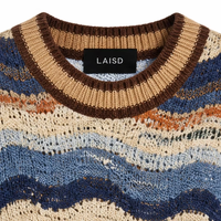 Ensemble de luxe pour femme en tricot, pull à manches cloche et jupe longue à rayures ondulées, style bohème ample brodé, tenue haut de gamme, vente en gros personnalisée