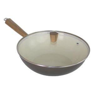 Vente d'usine 24cm Durable Long Manche Facile À Nettoyer Chinois Antiadhésif Friture Woks Avec Couvercle - Product Image 1