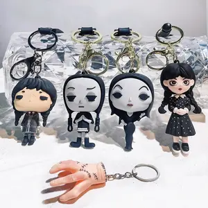Hot Sell Cartoon 3D PVC Anime Schlüssel bund Nette Puppe Schlüssel anhänger Tasche Anhänger Mittwoch Adams Schlüssel bund
