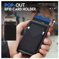YY Porte-cartes pop-up automatique à blocage RFID minimaliste pour hommes, porte-cartes ultra-mince et léger Pince à billets