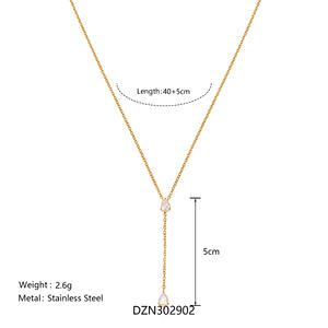 नए बोहो सुरुचिपूर्ण आंसू ड्रॉप जिरकॉन पूंछ वाली शहरी मिनी नेकलेस डेलन 18k सोने की प्लेटेड तिरश मुक्त स्टेनलेस स्टील गहने - Product Image 2